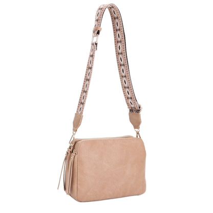 MiMi Wholesale - EJ60197 Mila 3 Compartment Crossbody Bag With Guitar Strap