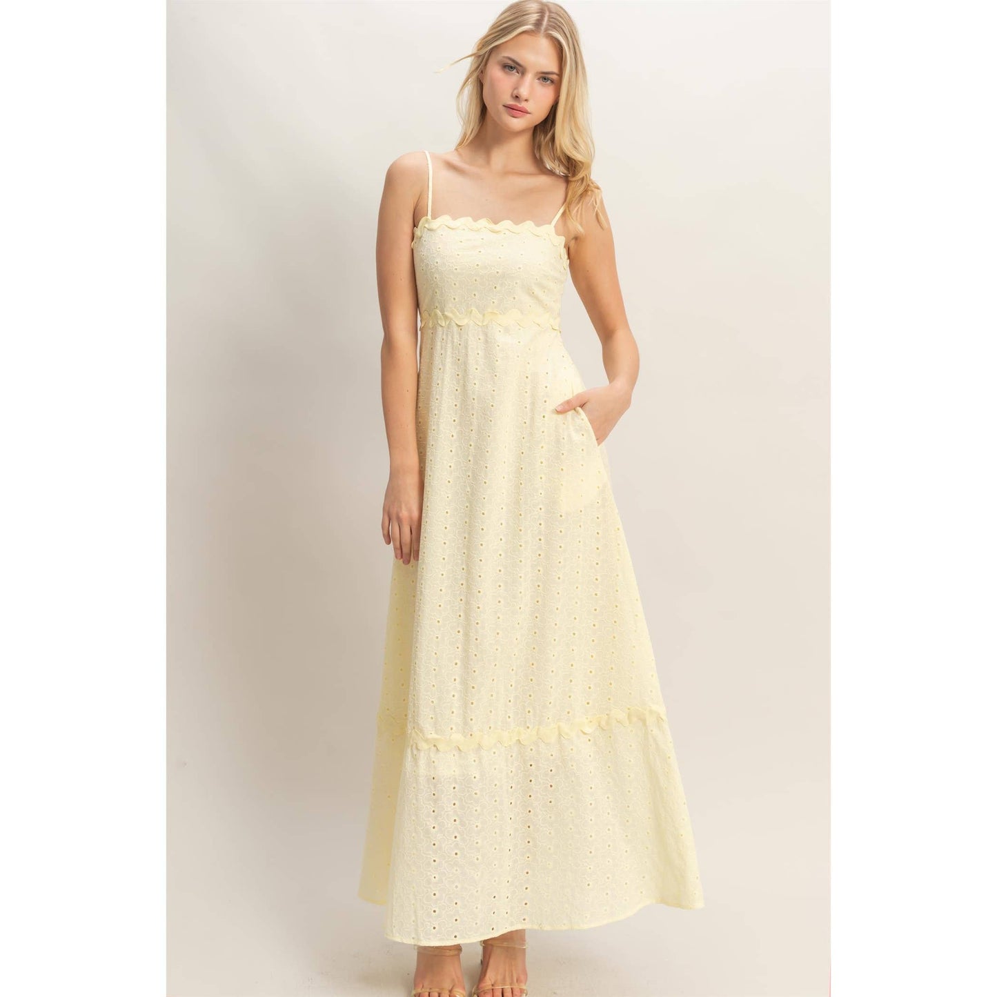 HYFVE - Scallop Trim Eyelet Midi Dress