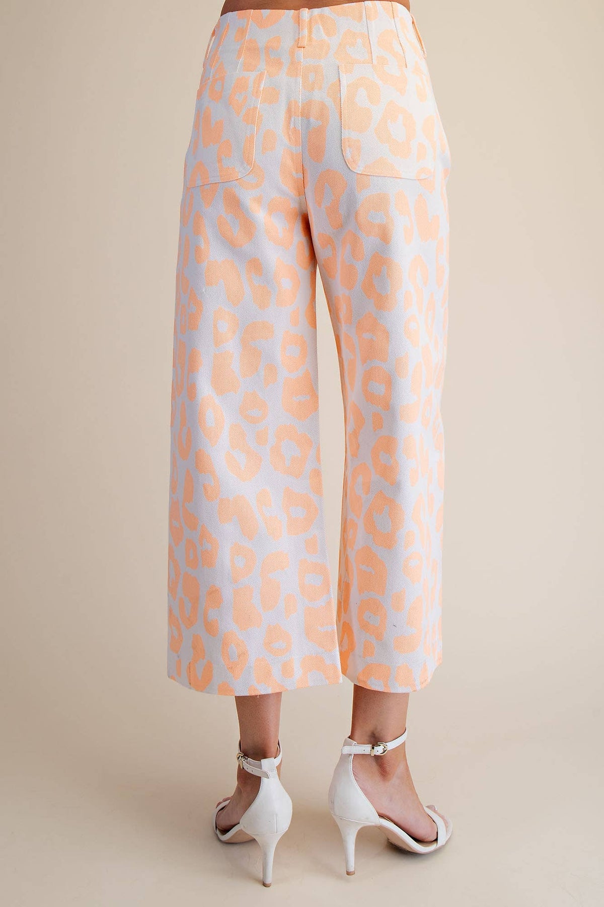 Glam - Colette Cropped Wide-Leg Neon Leopard Pants