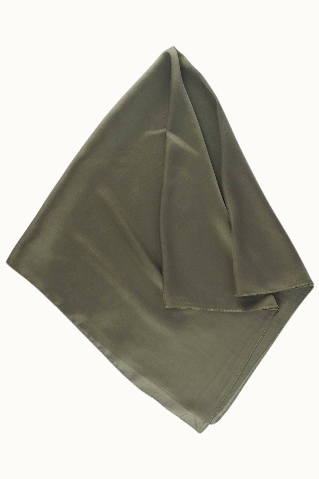 Olive & Pique - "So Silky" Satin Neckerchief Scarf, Versatile, Solid Olive