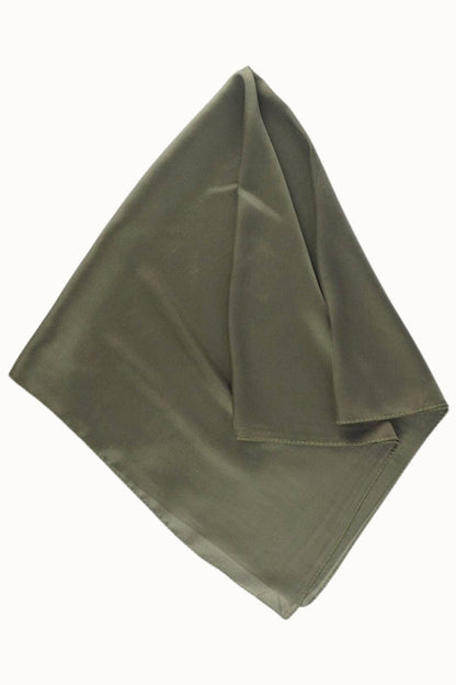 Olive & Pique - "So Silky" Satin Neckerchief Scarf, Versatile, Solid Olive