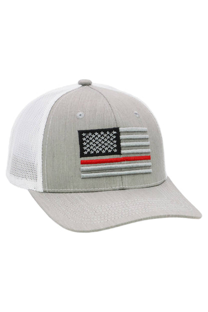 Cap Zone - Fire Dept Red Line American Flag Mesh Trucker Hat