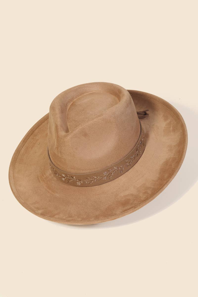 Anarchy Street - Embroidered Flower Strap Fedora Hat