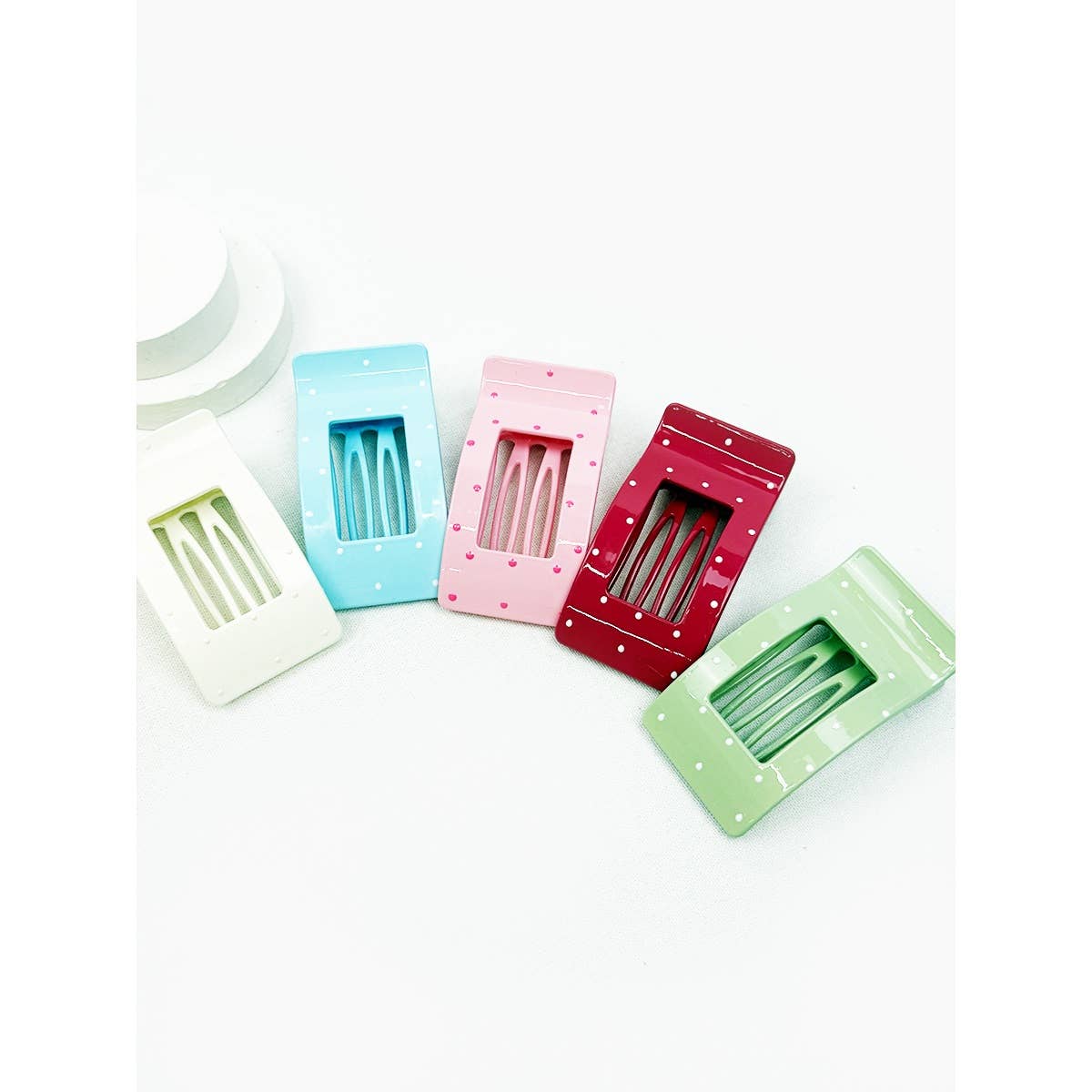 Rectangle Polkadot Design Flat Hair Claw