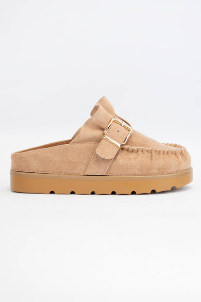 EFFY RUFFLE ENTRACE DESIGN SLIP-ON MOCCASIN MULE