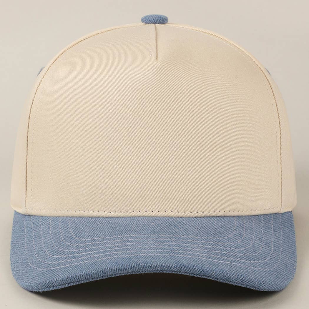 Fashion City - Plain Two-Tone Canvas Cotton Trucker Hat