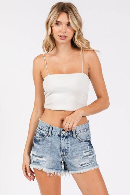 Petra153 - P1353R-LA MID RISE RIGID PATCHED SHORTS W/ FRAYED HEM