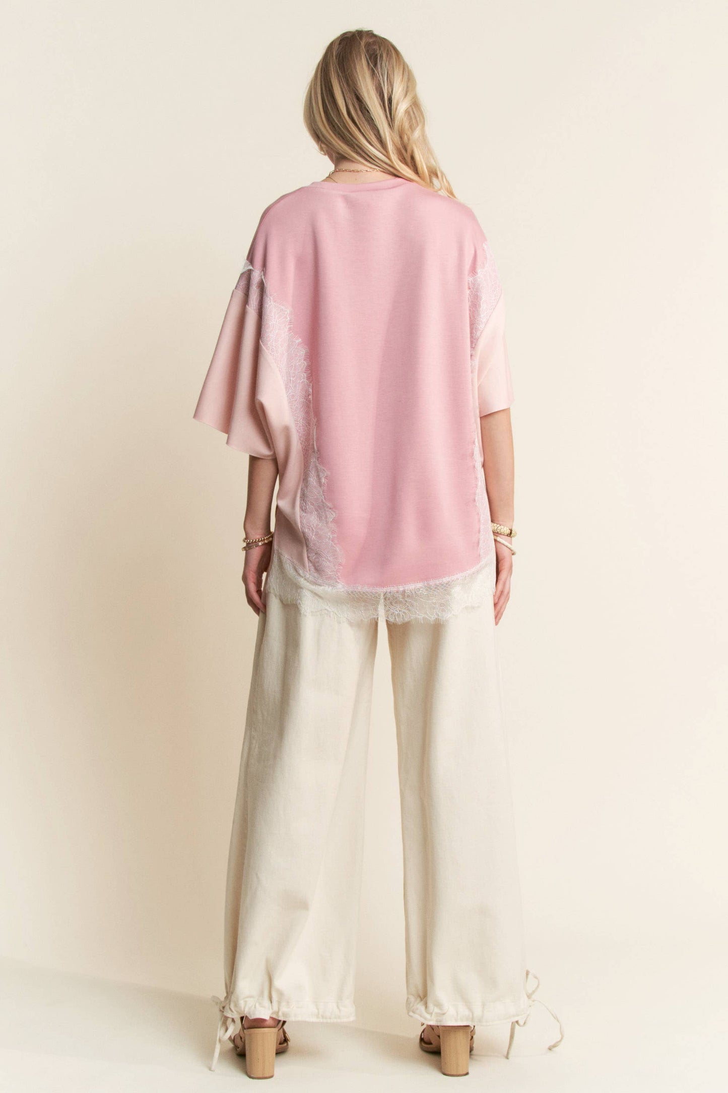 PLUS YOU ARE MY LOVE PRINT LACE SHORT SLEEVE TOP