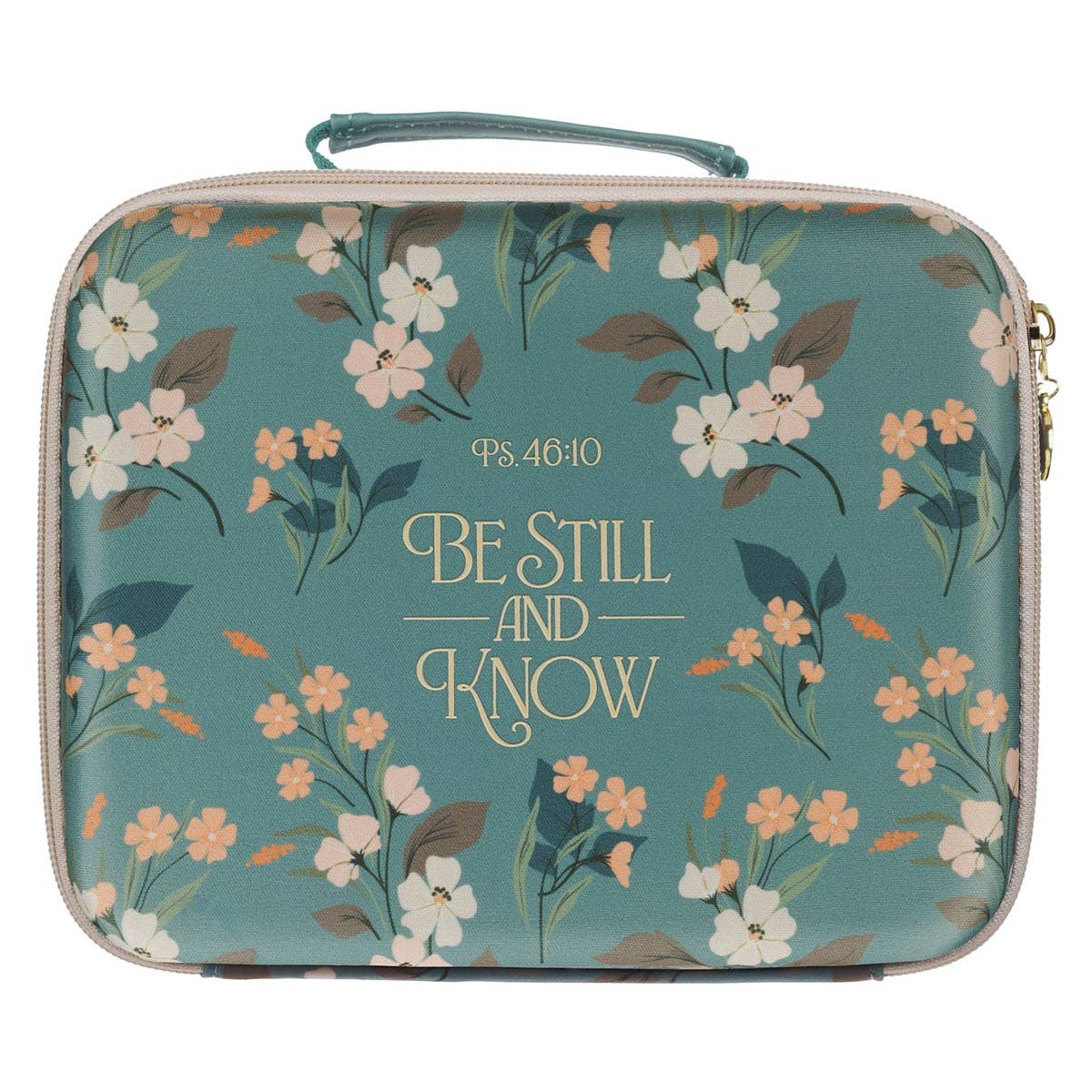 Christian Art Gifts - Bible Organizer Hardcover Green Floral Be Still Ps. 46:10