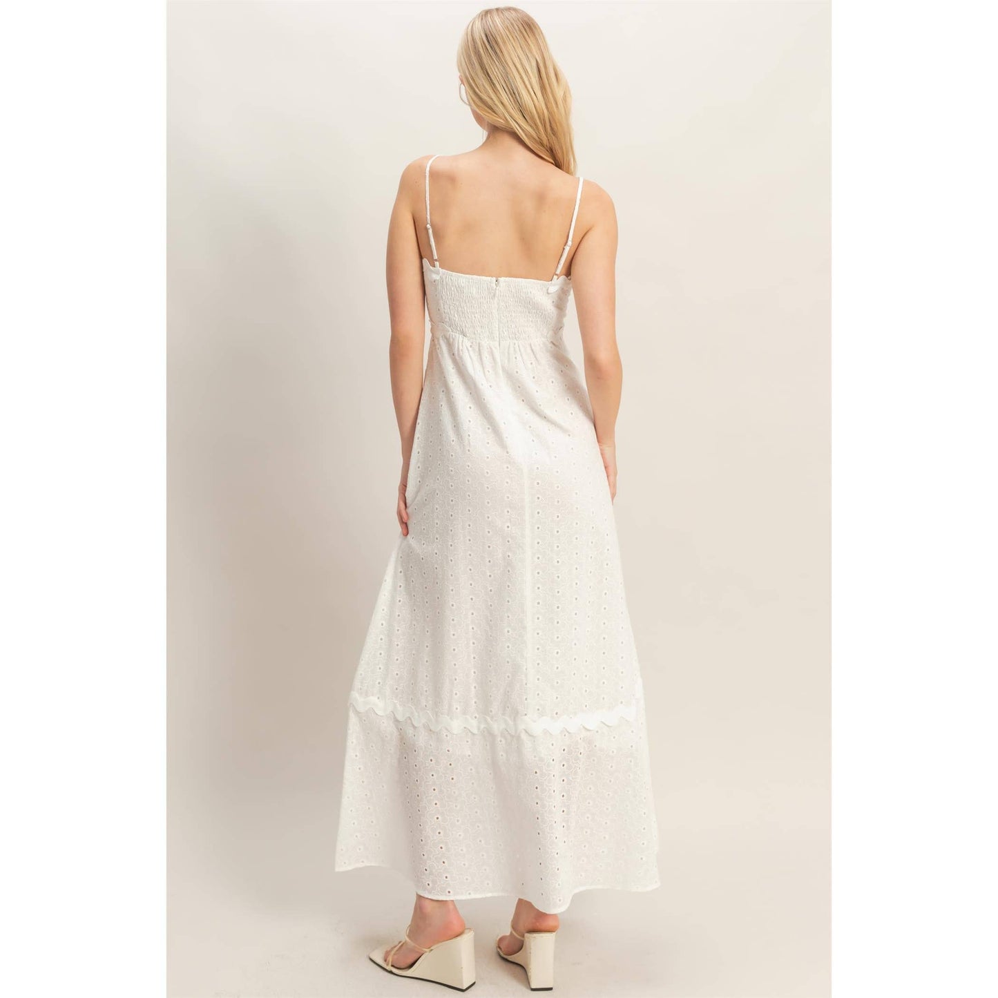 HYFVE - Scallop Trim Eyelet Midi Dress