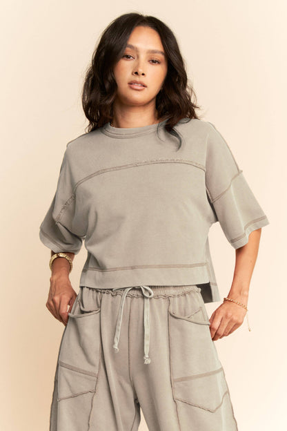 MINERAL WASHED EXPOSED BARREL PANTS SET
