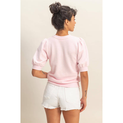 Puff Short Sleeve Crew Neck Top
