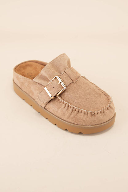 EFFY RUFFLE ENTRACE DESIGN SLIP-ON MOCCASIN MULE