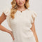 FLUTTER SLEEVED KNIT SWEATER TOP