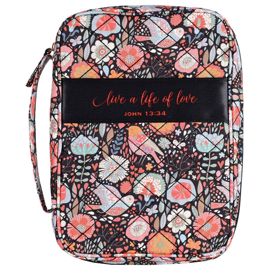 White Dove Bible Case Quilted Life Of Love Black XLarge