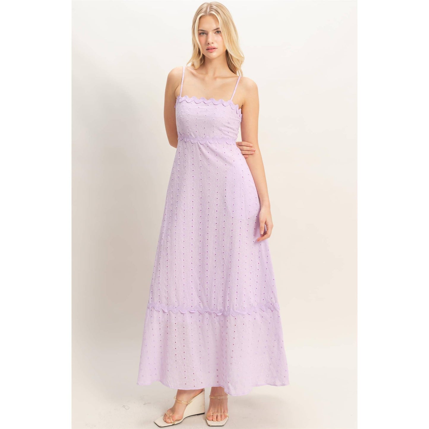 HYFVE - Scallop Trim Eyelet Midi Dress