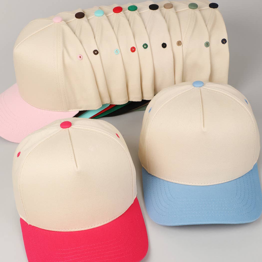 Fashion City - Plain Two-Tone Canvas Cotton Trucker Hat