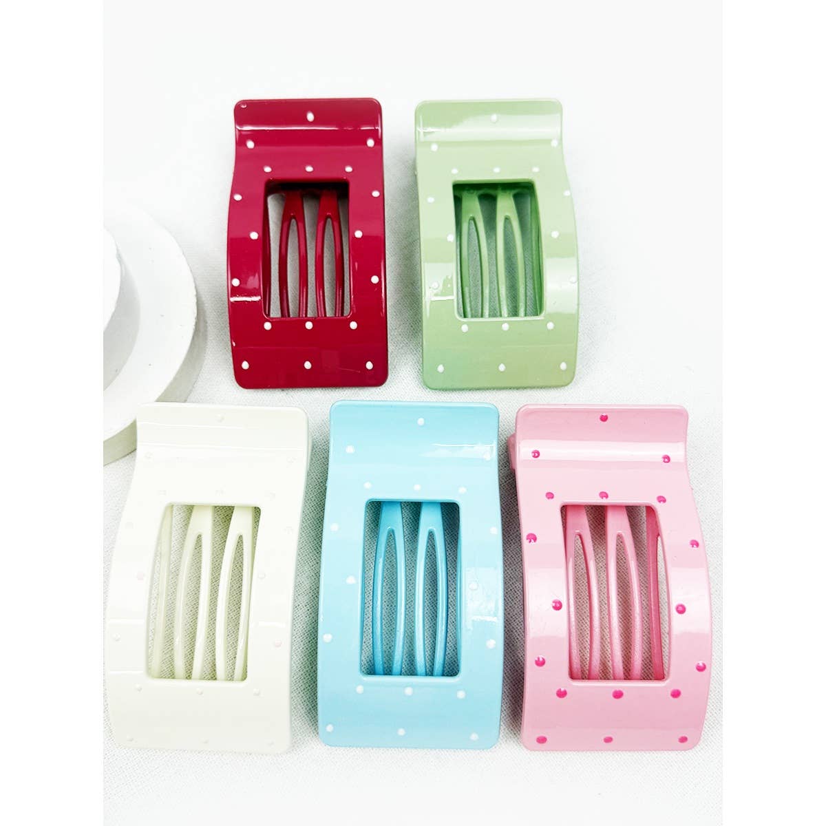Rectangle Polkadot Design Flat Hair Claw