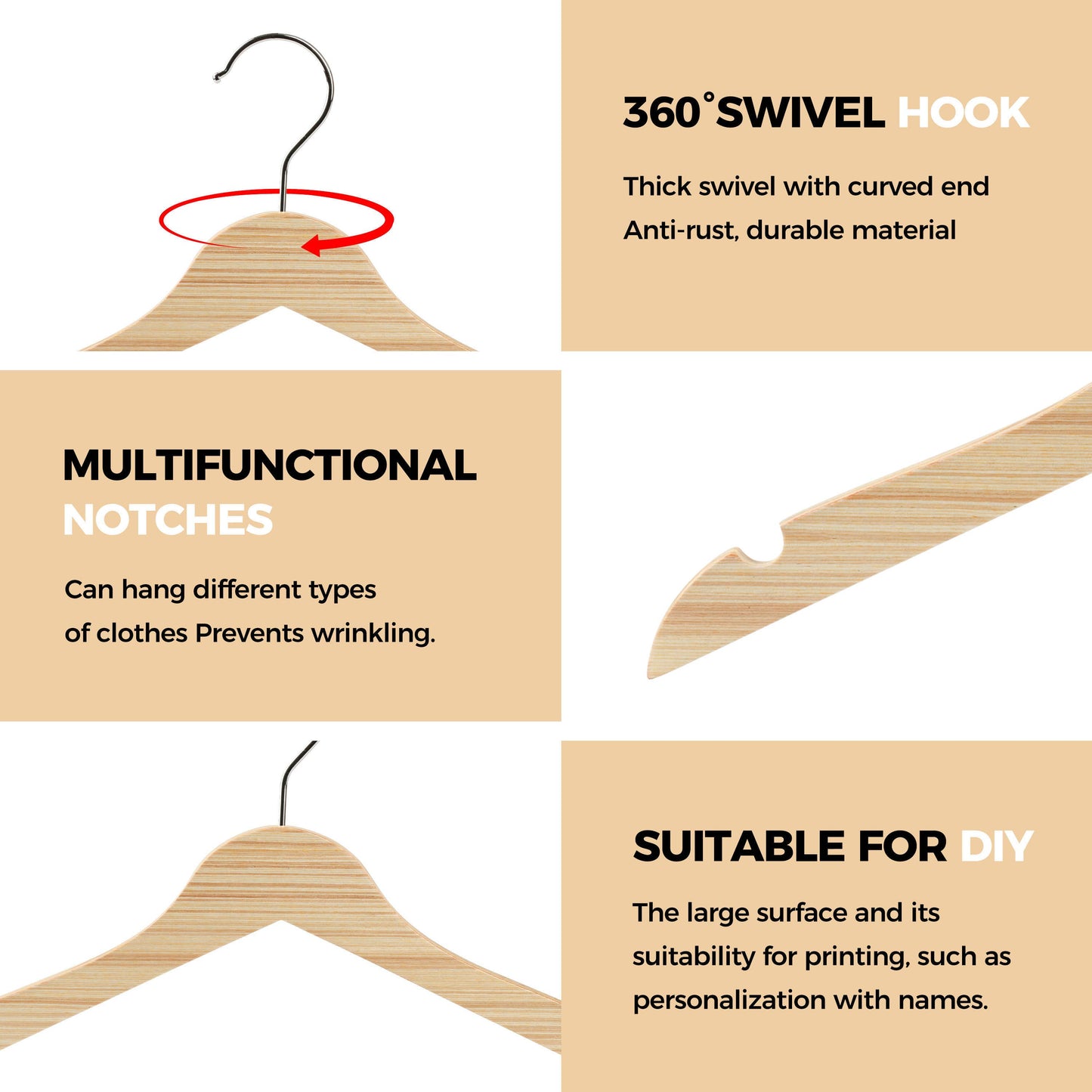 Quality Hangers - WLMK32-NT – 12" Slim Natural Kids Wooden Hangers – 100-Pack