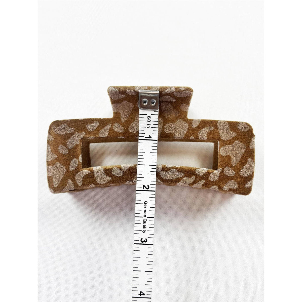 Love and Repeat - Leopard Flocked Velvet Rectangle Claw Clip