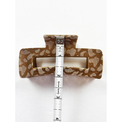 Love and Repeat - Leopard Flocked Velvet Rectangle Claw Clip