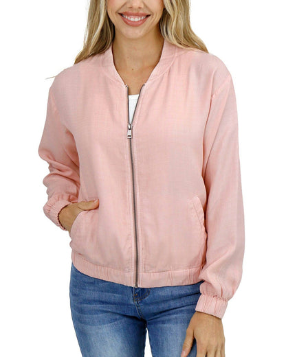 Grace and Lace - Tencel™ Lyocell Baseball Jacket in Blush