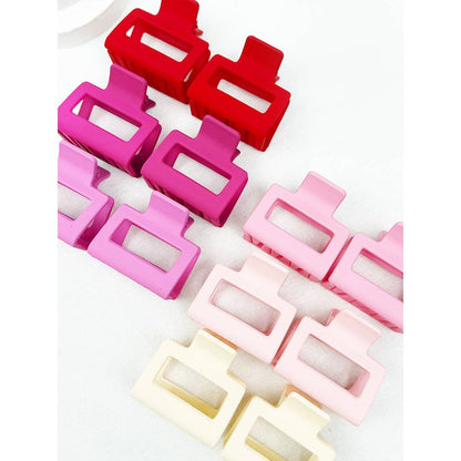 Love and Repeat - Pink Tone Matte Color Rectangle Medium Hair Clip