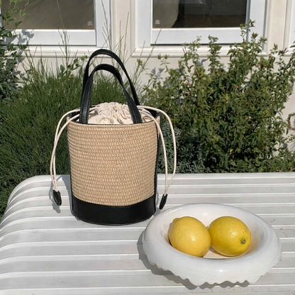 Pretty Persuasions - P25035 Straw Bucket/Crossbody Bag