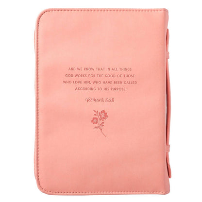 Christian Art Gifts - He Works All Things for Good Floral Faux Leather Bible Cover