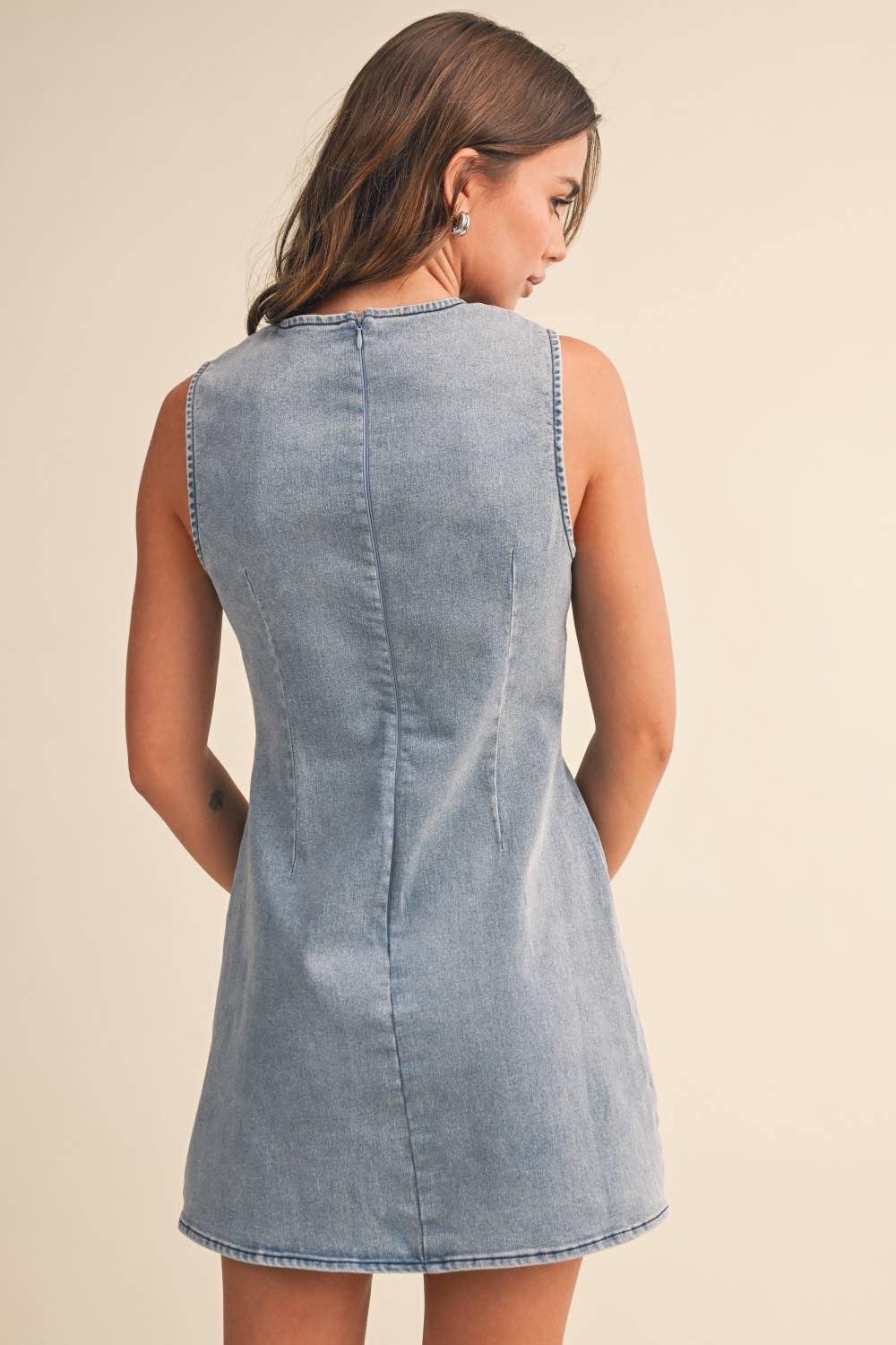 Ribbon detailed mini dress