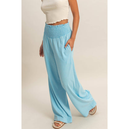 HYFVE - Mineral Washed Wide-Leg Smocked Waist Pants
