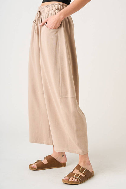 mittoshop - COTTON FRENCH TERRY PULL-ON BARREL LEG PANTS