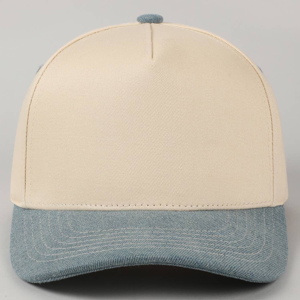 Fashion City - Plain Two-Tone Canvas Cotton Trucker Hat