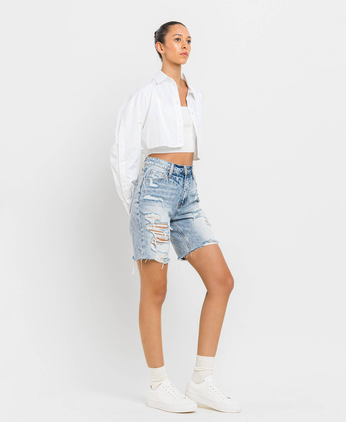 VERVET by FLYING MONKEY - SUPER HIGH RISE BERMUDA SHORTS V2770