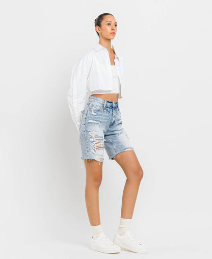 VERVET by FLYING MONKEY - SUPER HIGH RISE BERMUDA SHORTS V2770