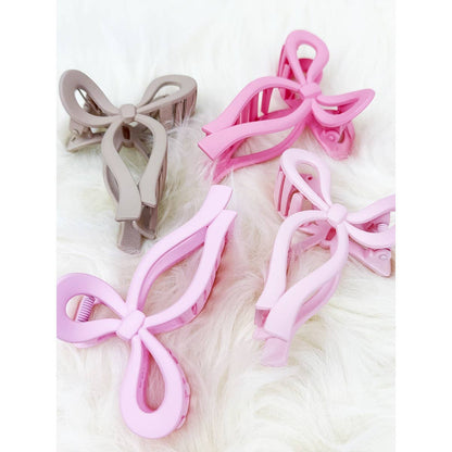 Love and Repeat - Assorted Pink and Taupe Shades of Bow Clip