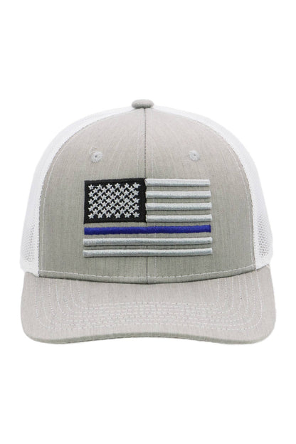 Cap Zone - Police Blue Line American Flag Mesh Trucker Hat