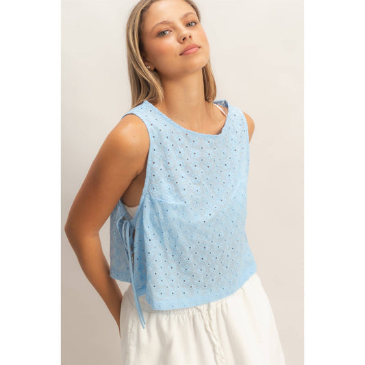 Sleeveless Textured Top With Side Straps