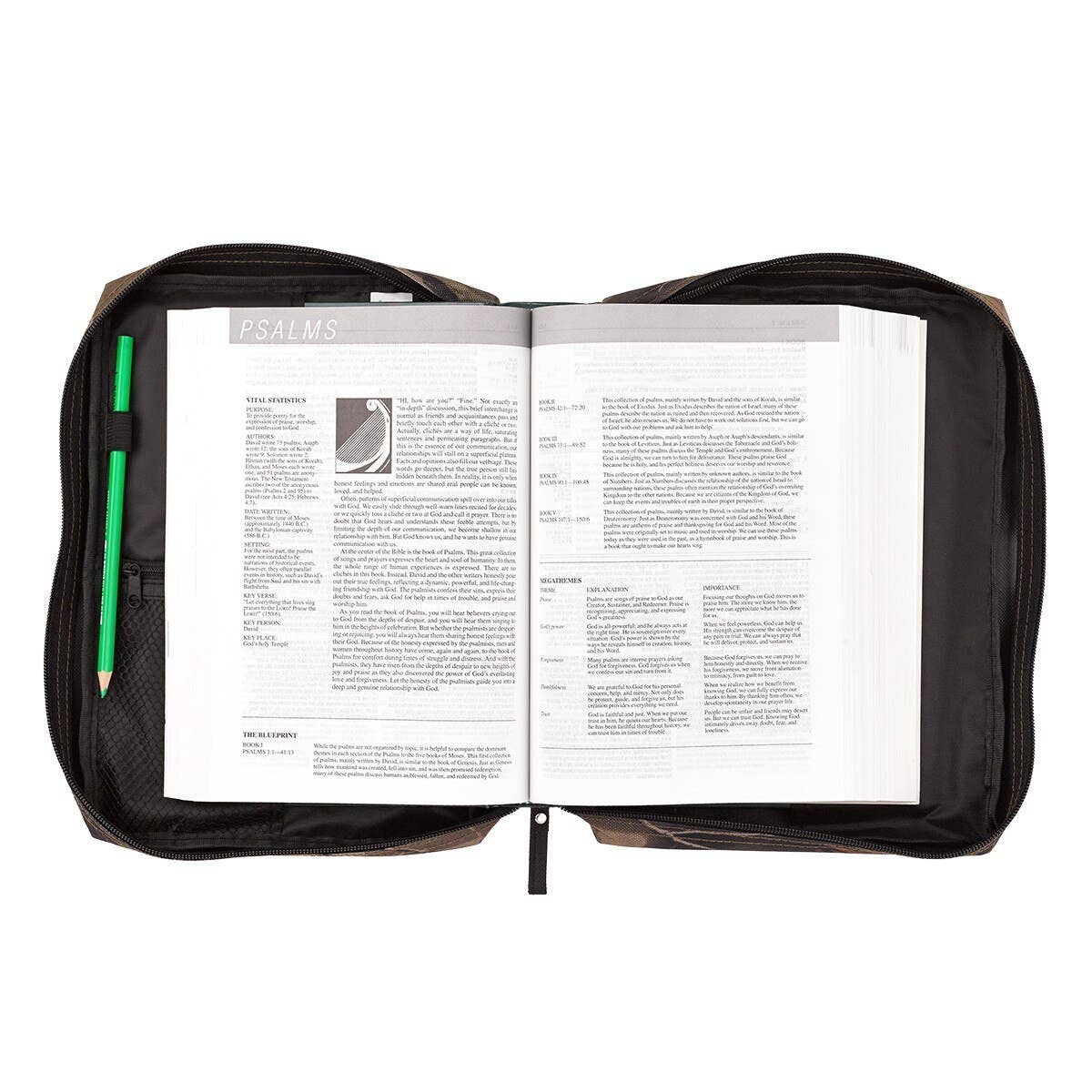 Christian Art Gifts - Bible Cover Organizer Camouflage Stand Firm 1 Cor 16:13
