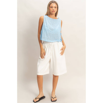 Sleeveless Textured Top With Side Straps
