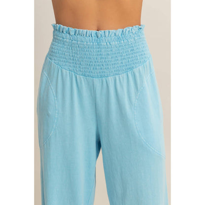 HYFVE - Mineral Washed Wide-Leg Smocked Waist Pants