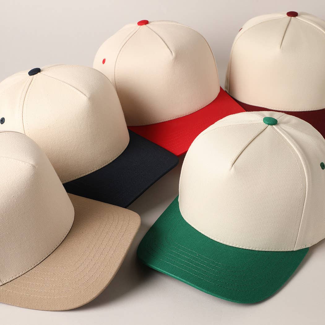Fashion City - Plain Two-Tone Canvas Cotton Trucker Hat