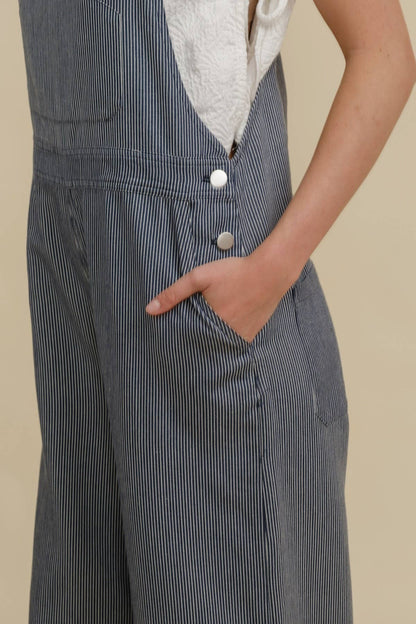 Cloud Ten - CR19032A - STRIPED CONTRAST STRAP COLOR OVERALL JUMPSUIT