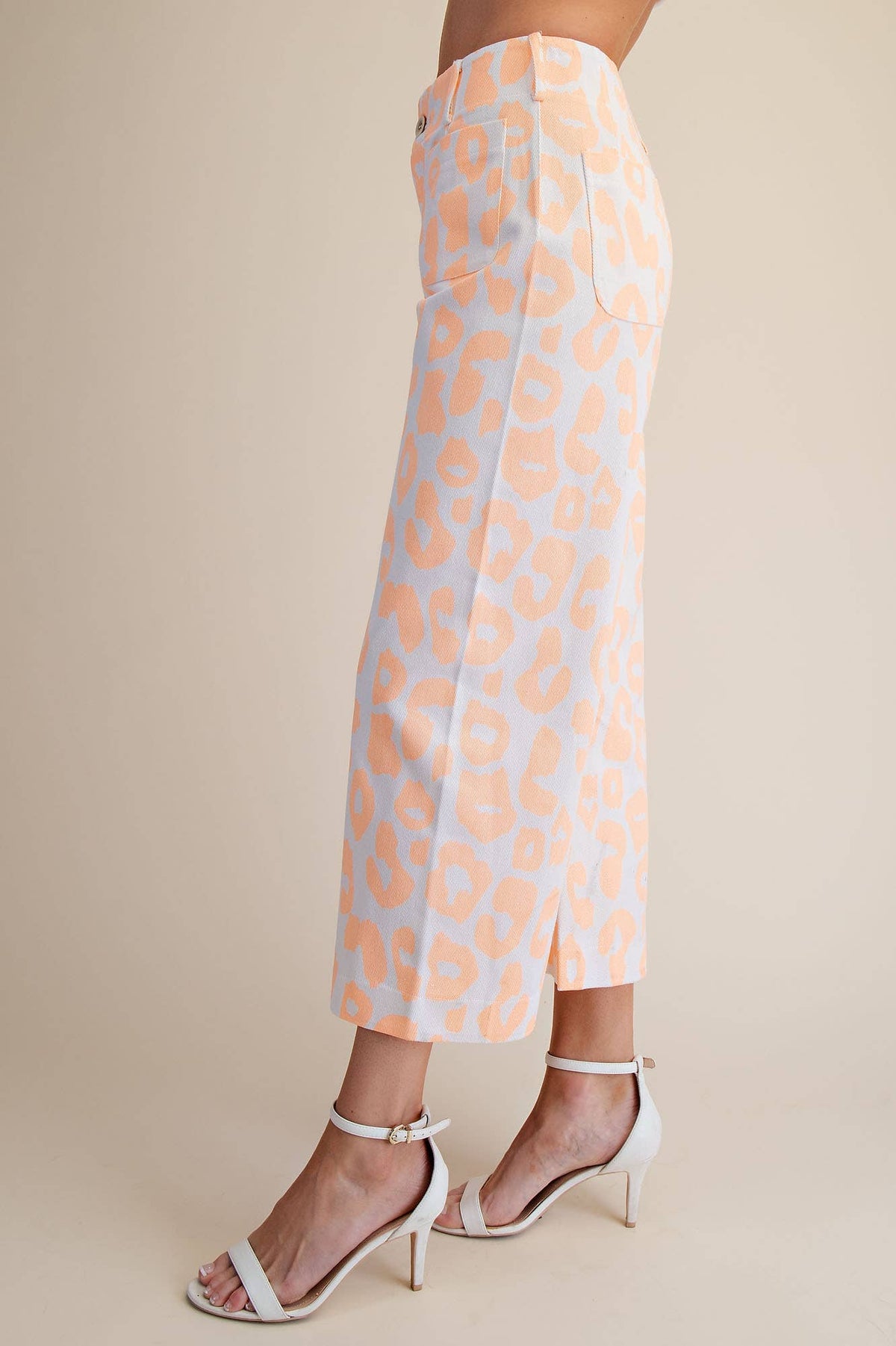Glam - Colette Cropped Wide-Leg Neon Leopard Pants