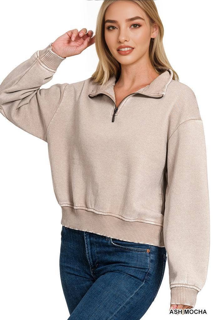 42POPS - `.0806 Washed Fleece Half Zip Pullover SI-24930