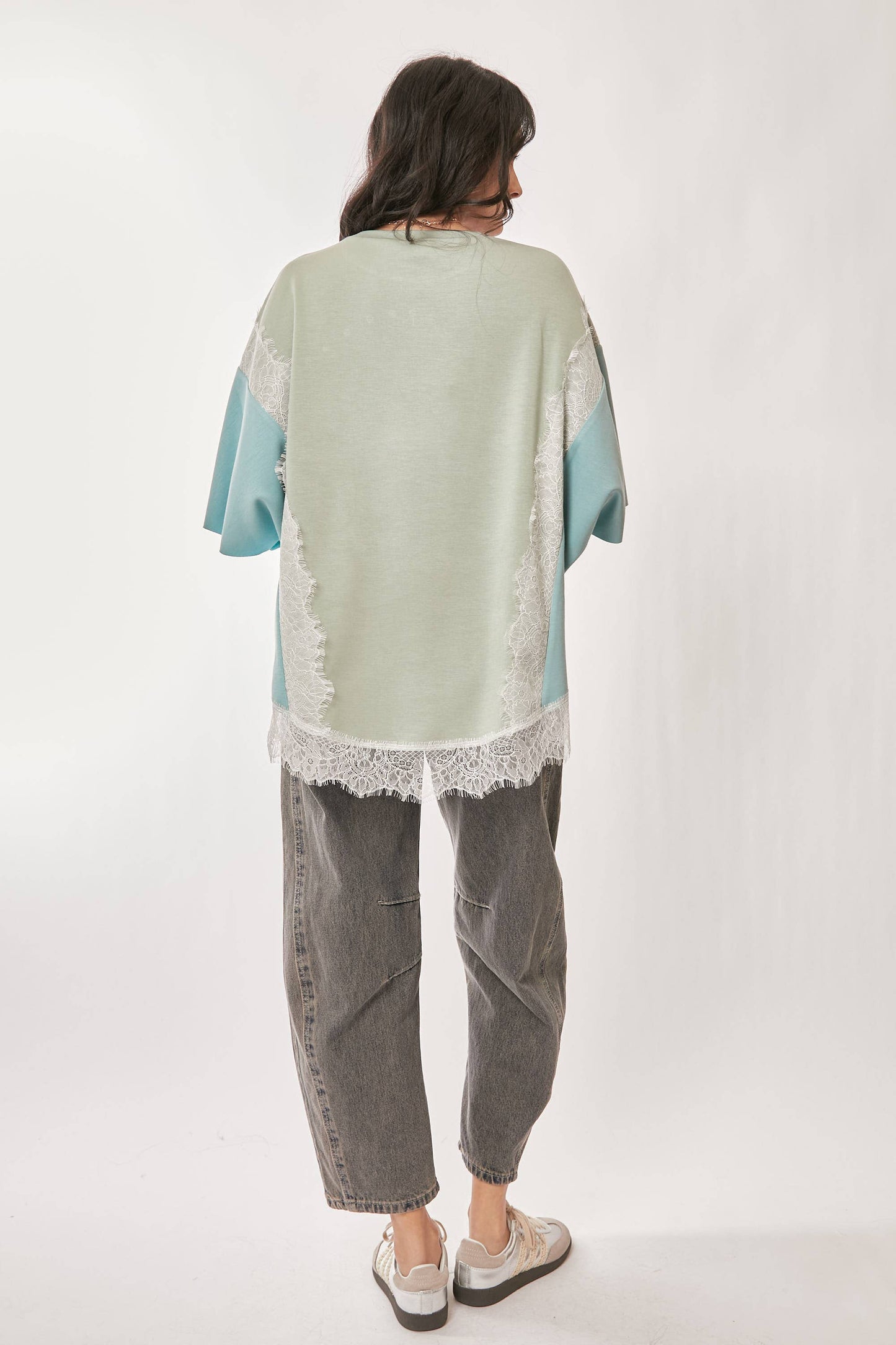 PLUS YOU ARE MY LOVE PRINT LACE SHORT SLEEVE TOP