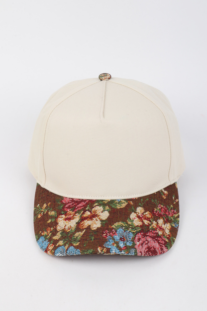 David And Young - Floral Print Brocade 5 Panels Two Tone Baseball Cap