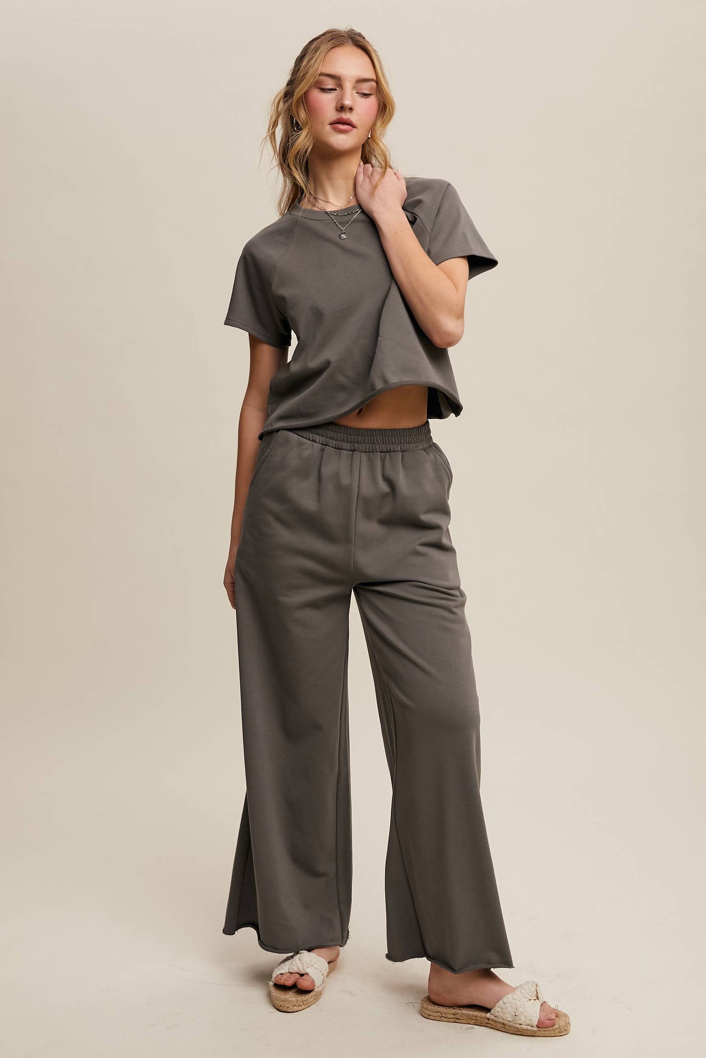 Listicle - Relaxed Fit Top and Wide Leg Pants Lounge Set