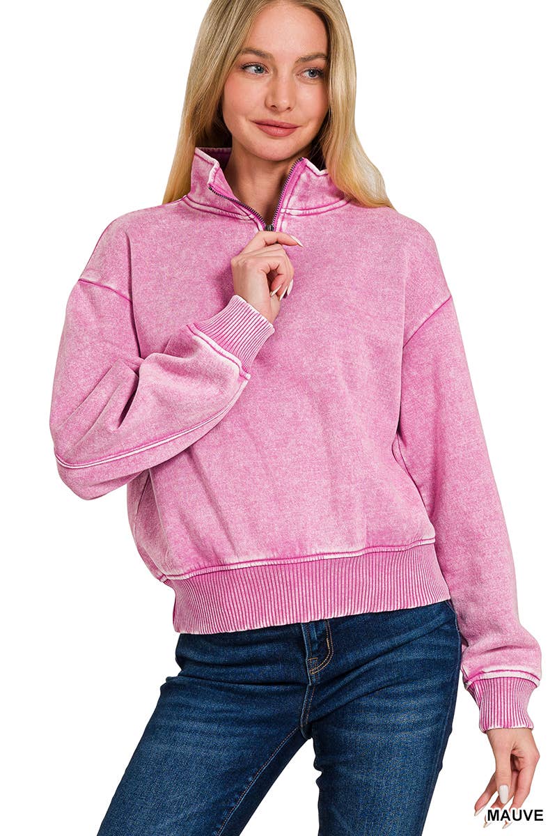 42POPS - `.0806 Washed Fleece Half Zip Pullover SI-24930