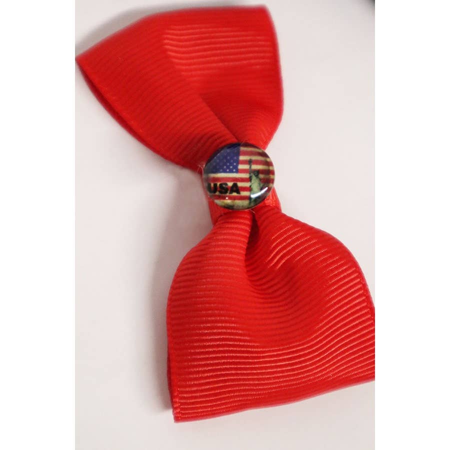 Love and Repeat - American Flag Bow Hair Clip Set